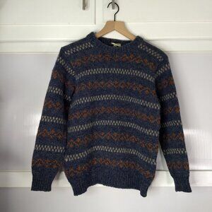 Vintage Gaeltarra 100% New Wool Intarsia Knit Sweater Long Sleeve Geometric FLAW